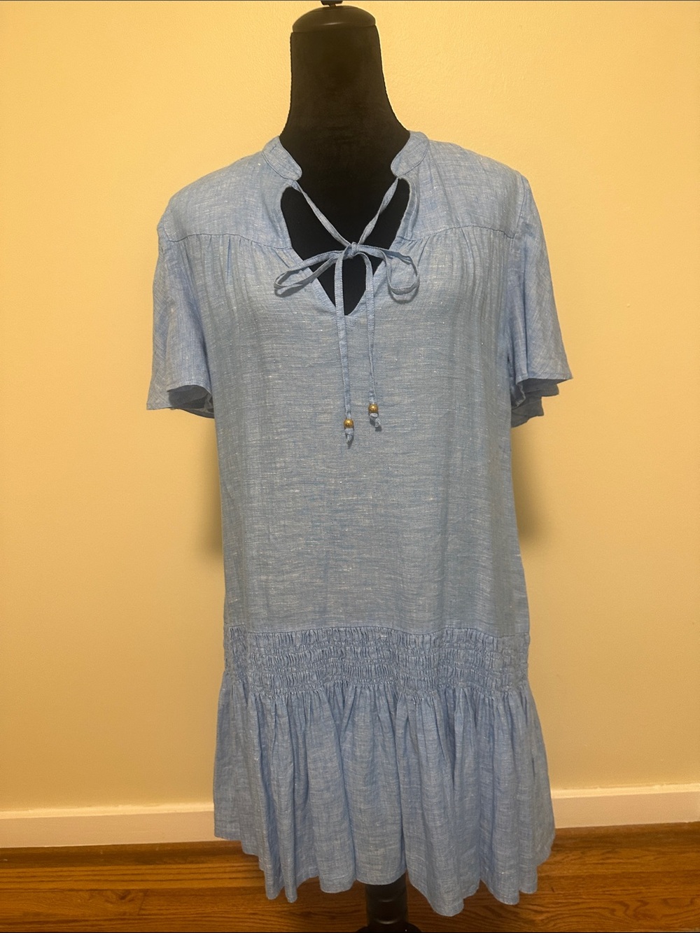 Oliphant Light Blue Tie-Front Dress